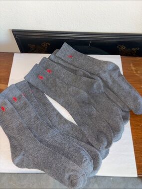 Set of 6 Polo Ralph Lauren pairs of socks Grey with Red logo